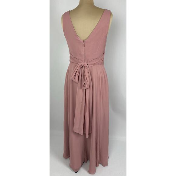 Azazie Size 10 A10 Dusty Rose Bianca A-Line Pleated Chiffon Gown Bridesmaid - Picture 7 of 14